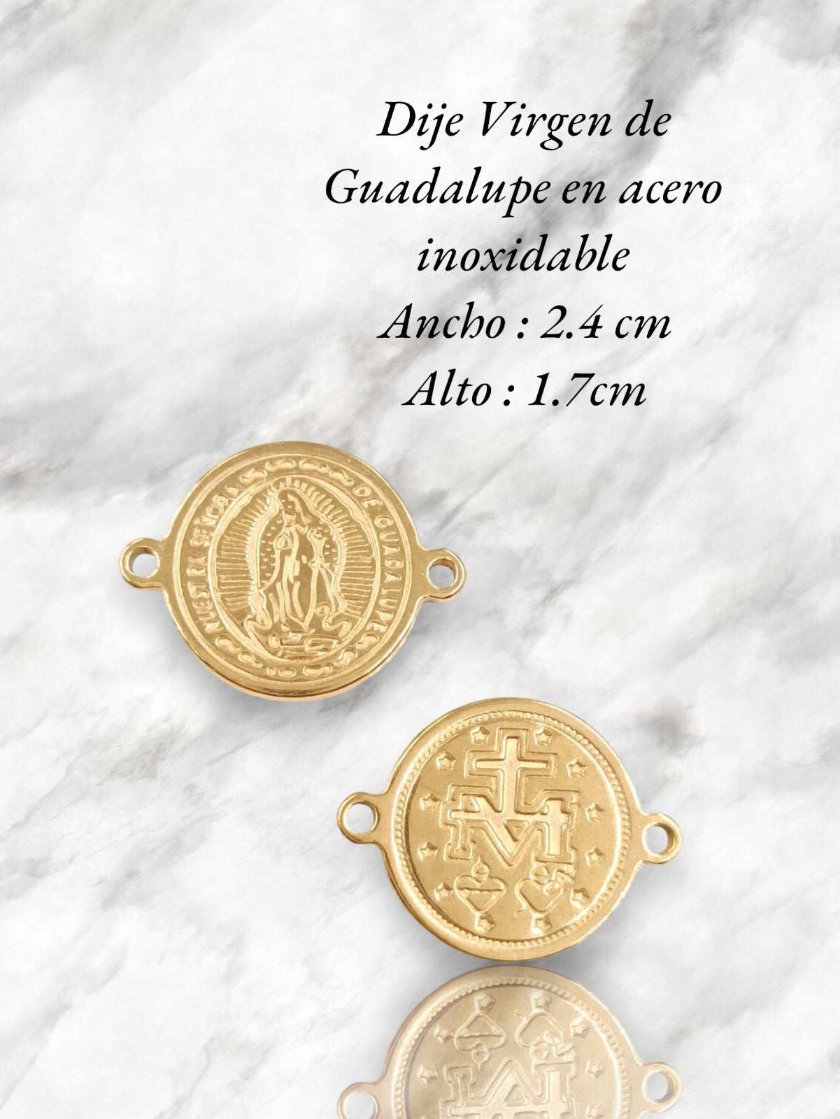 DIJE VIRGEN GUADALUPE ACERO DORADO