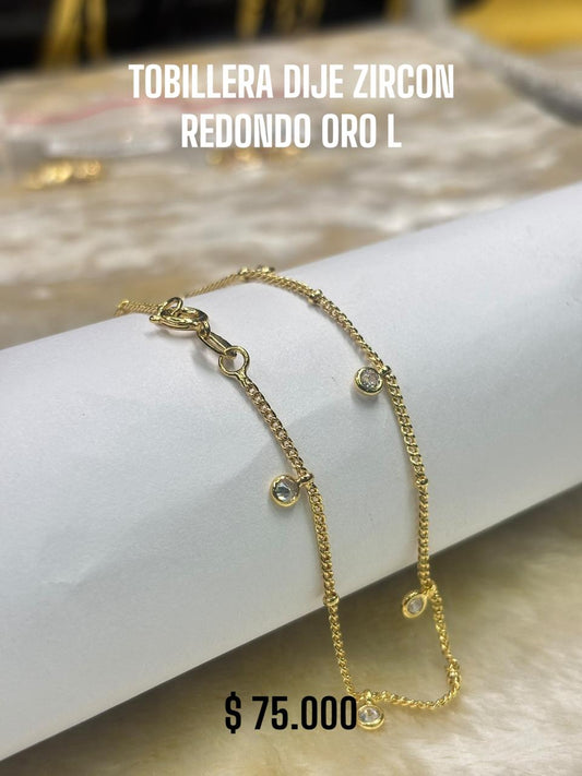TOBILLERA DIJE ZIRCON REDONDO