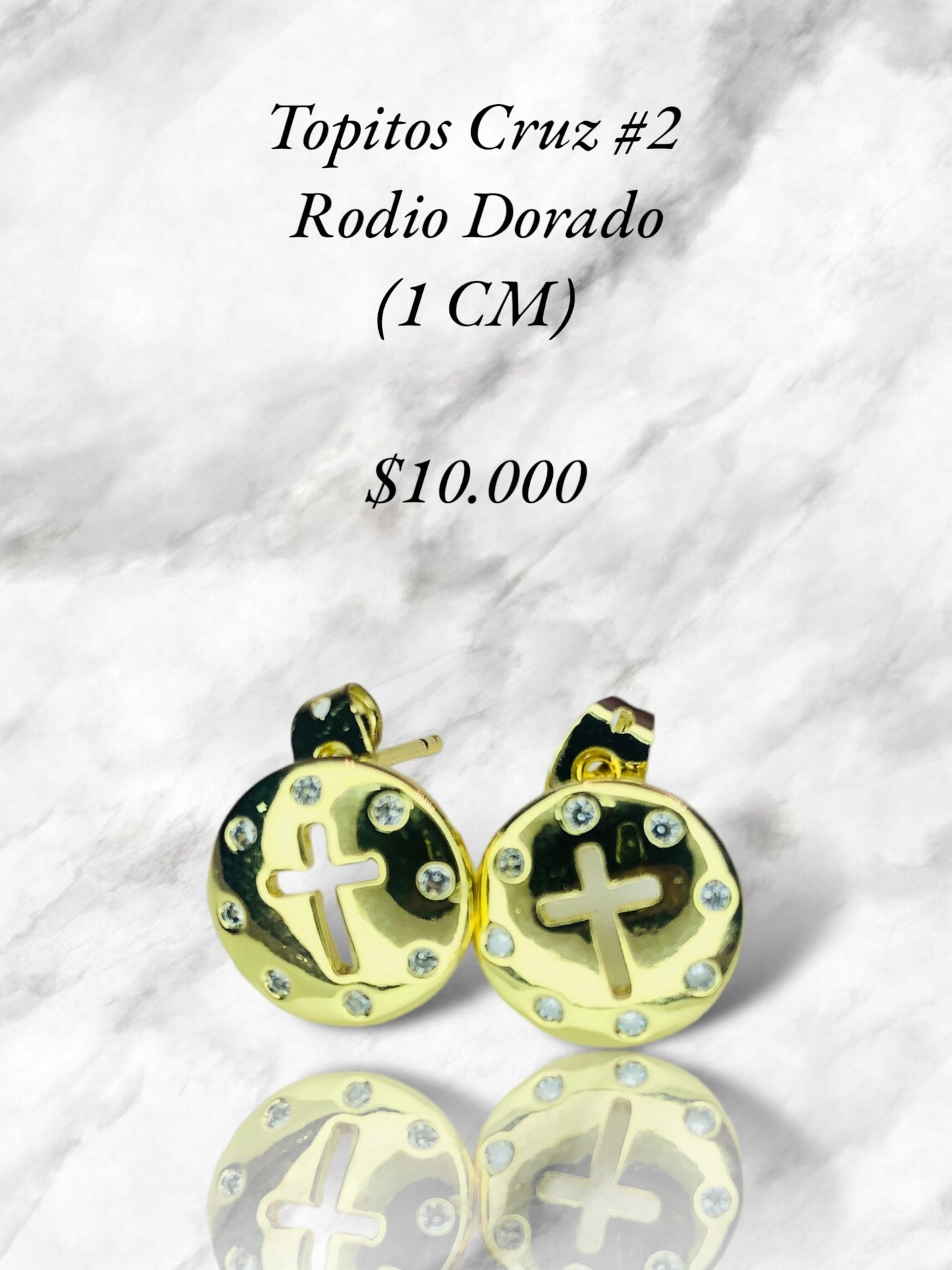 Aretes Topo Cruz Rodio Dorado