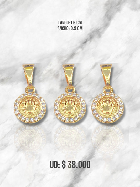 DIJE CORONA ARO ZIRCON ORO LAMINADO