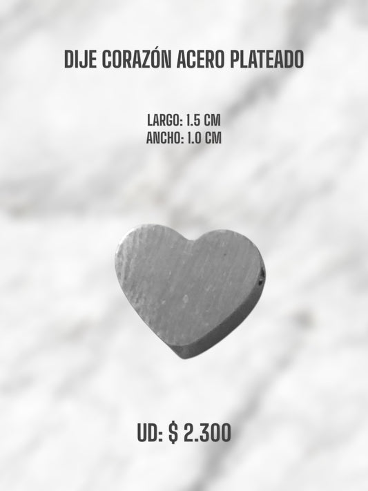 DIJE CORAZÓN ACERO PLATEADO