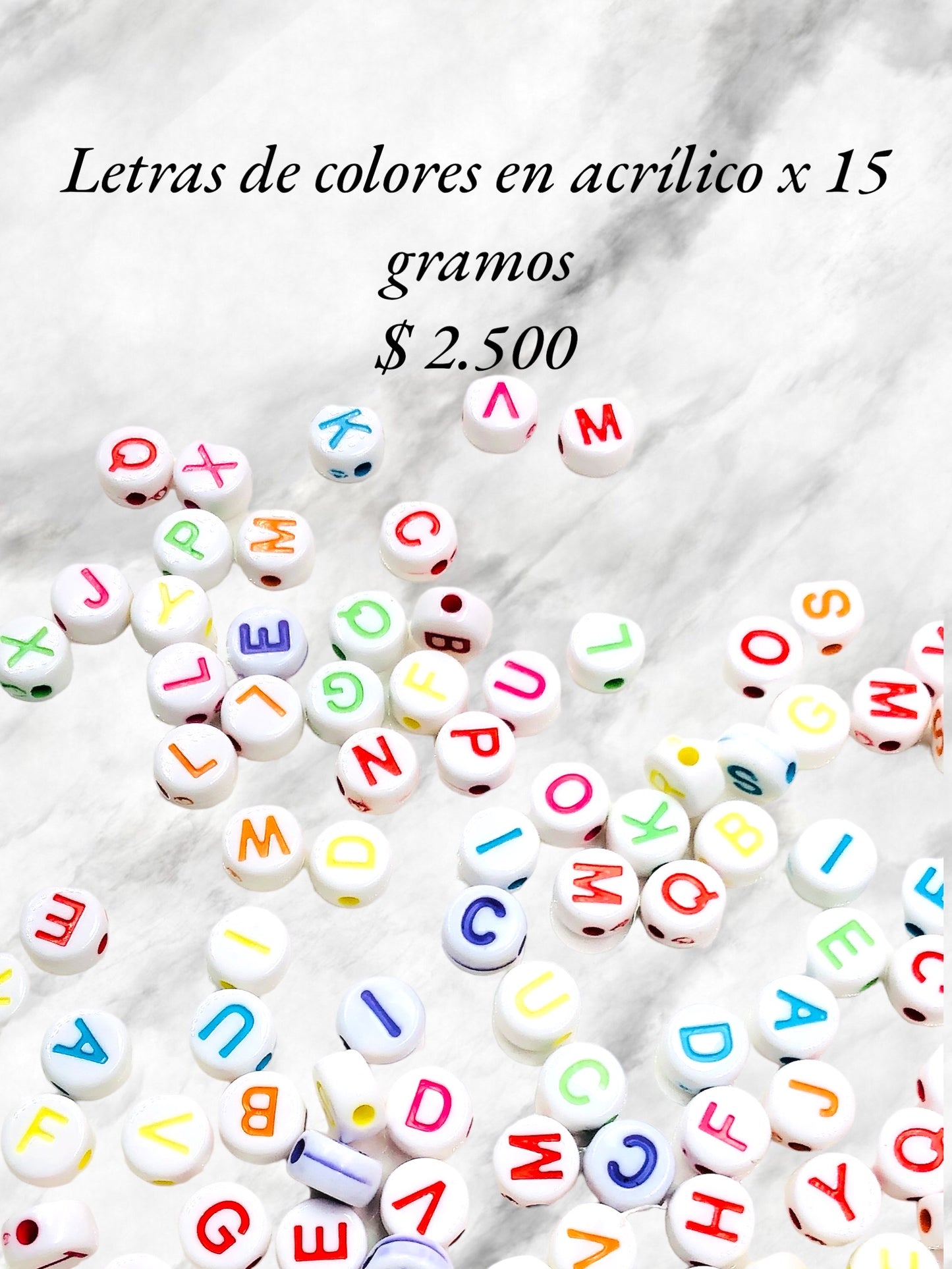 LETRAS EN ACRÍLICO (paqute de 15 gramos)