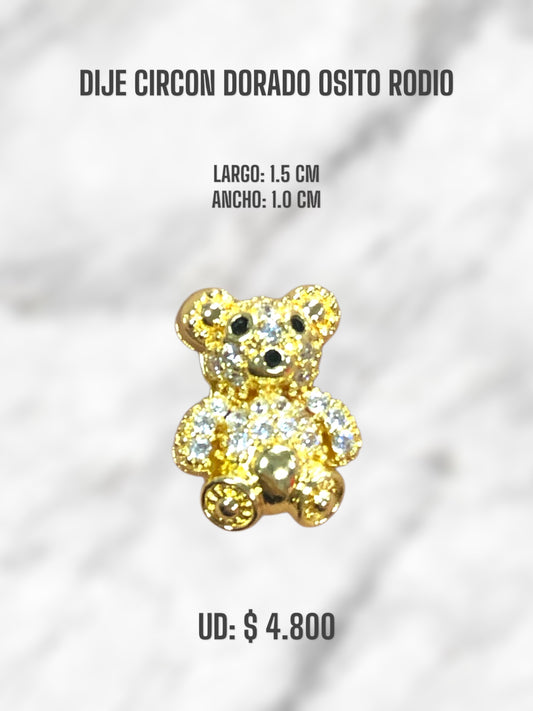 DIJE CIRCON DORADO OSITO RODIO
