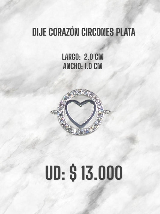 DIJE CORAZÓN CIRCONES PLATA