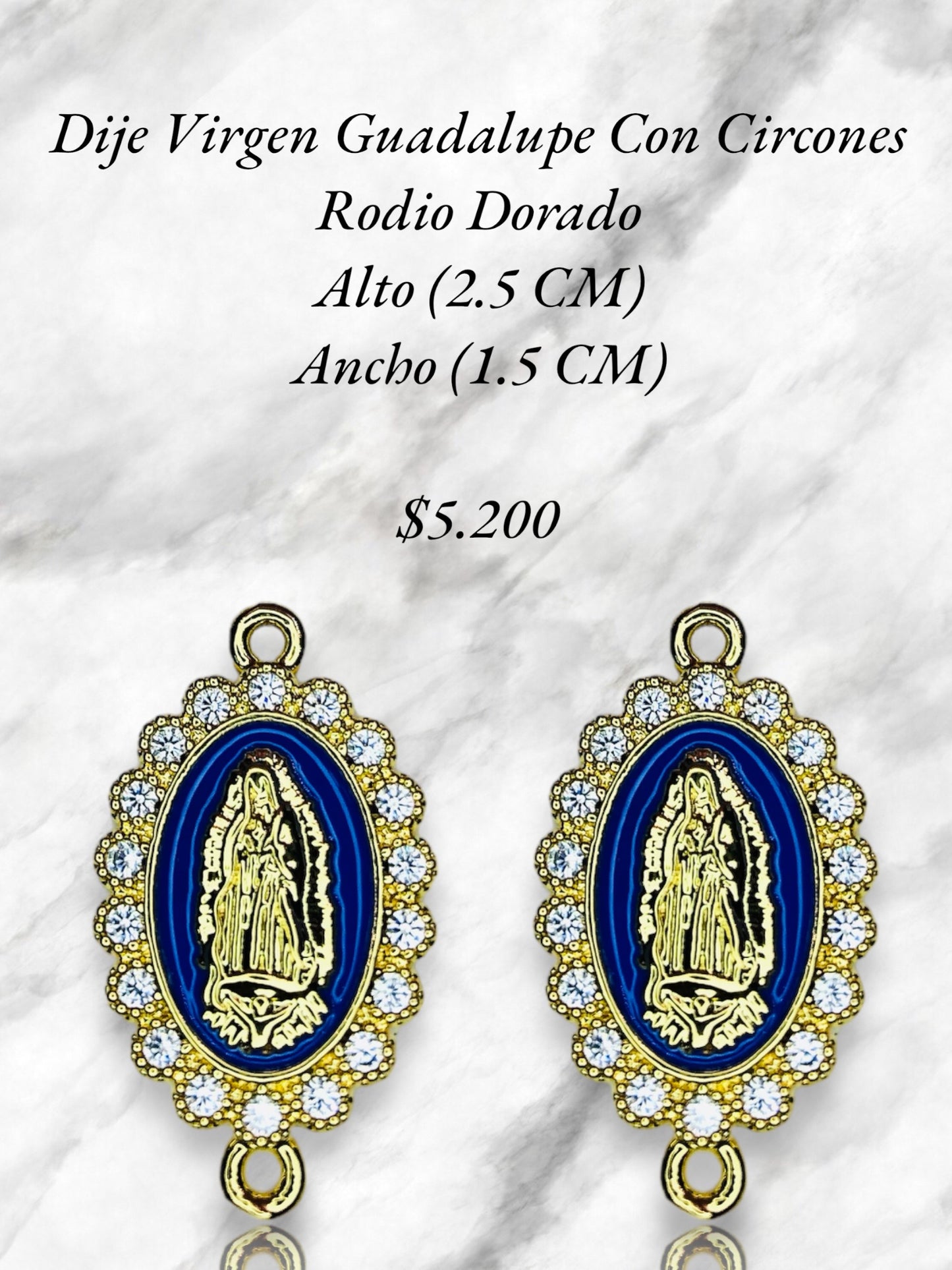 Dije Virgen Guadalupe Con Circones Rodio Dorado