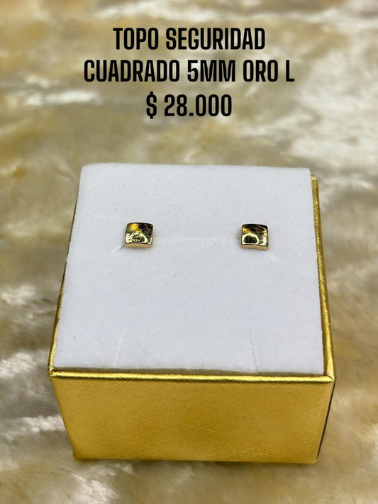 TOPO SEGURIDAD CUADRADO 5MM ORO LAMINADO
