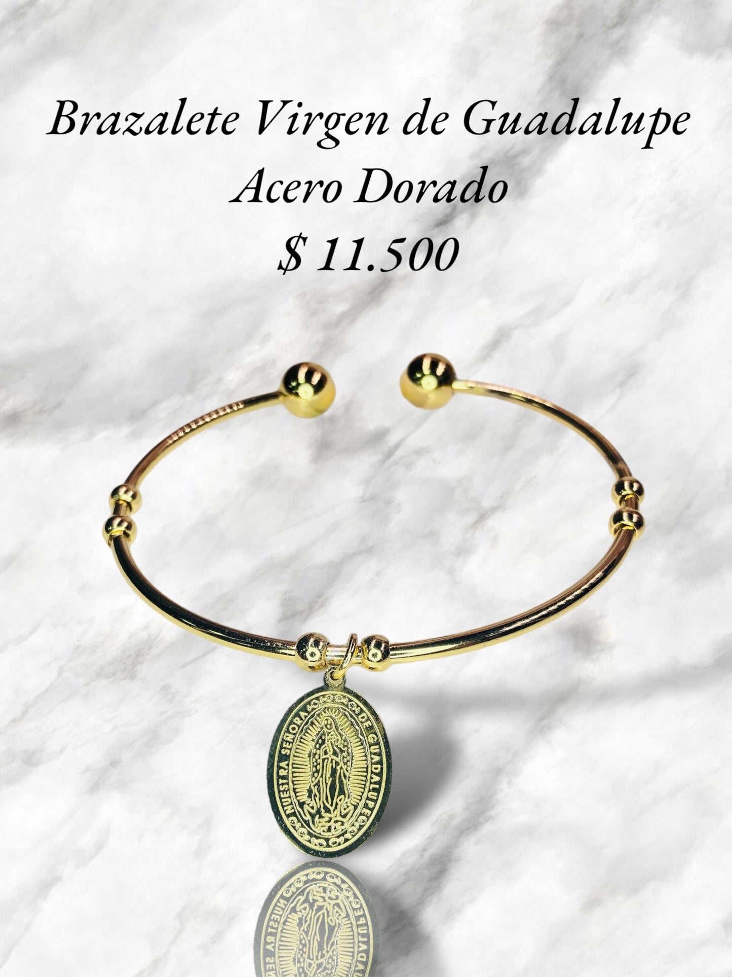 Brazalete Virgen De Guadalupe Acero Dorado