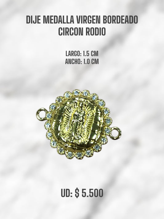 DIJE MEDALLA VIRGEN BORDEADO CIRCON