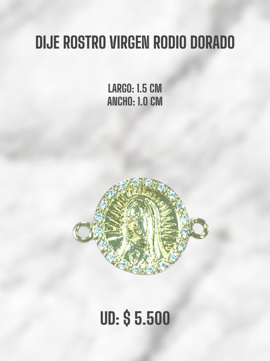 DIJE ROSTRO VIRGEN RODIO DORADO