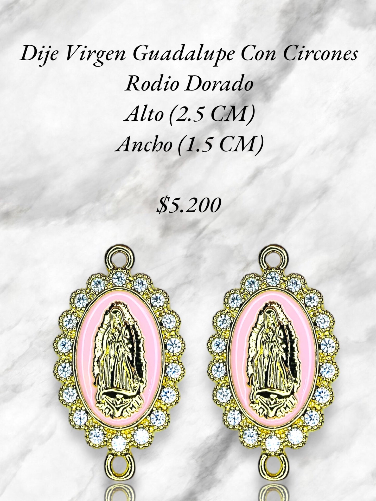 Dije Virgen Guadalupe Con Circones Rodio Dorado