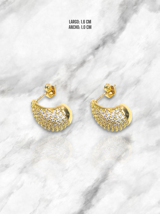 ARETES GOTAS CON CIRCONES RODIO DORADO (par)