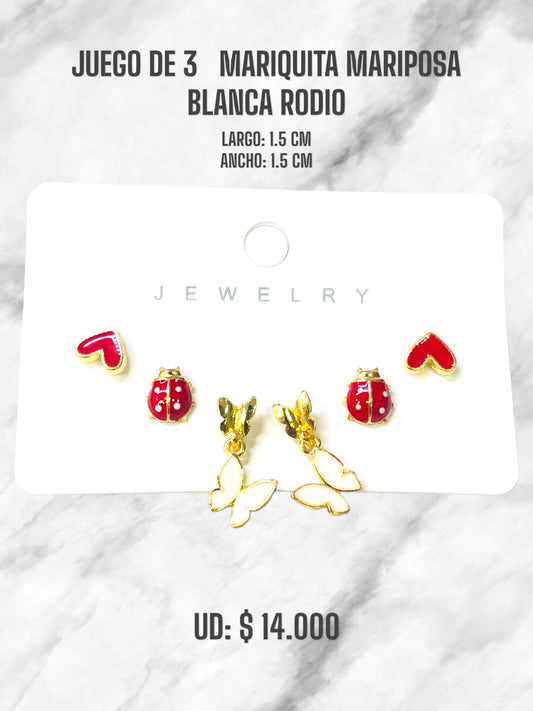 JUEGO DE 3 MARIQUITA BLANCA RODIO
