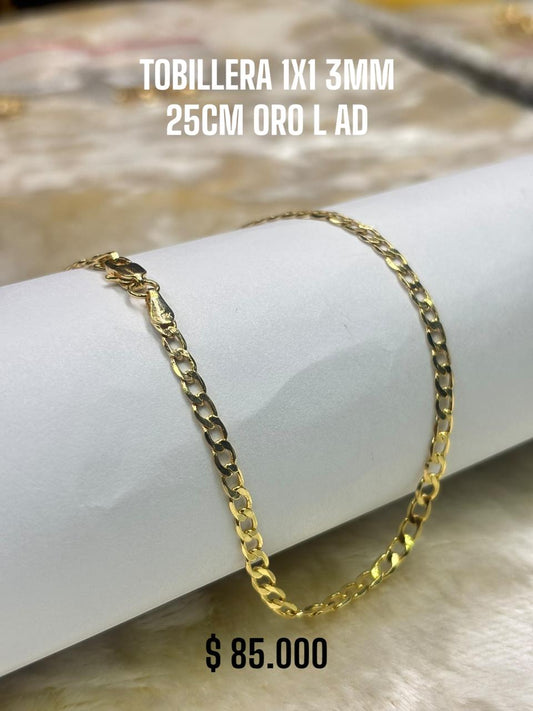 TOBILLERA 1X1 3MM 25CM ORO LAMINADO AD