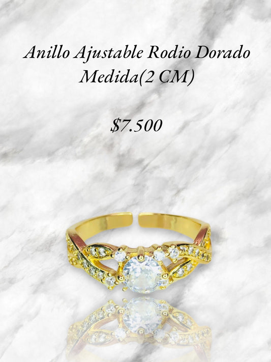 Anillo Ajustable En Rodio Dorado