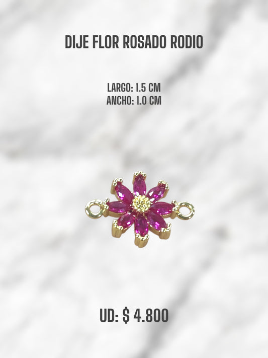 DIJE FLOR ROSADA RODIO