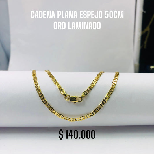 CADENA PLANA ESPEJO 50CM ORO LAMINADO