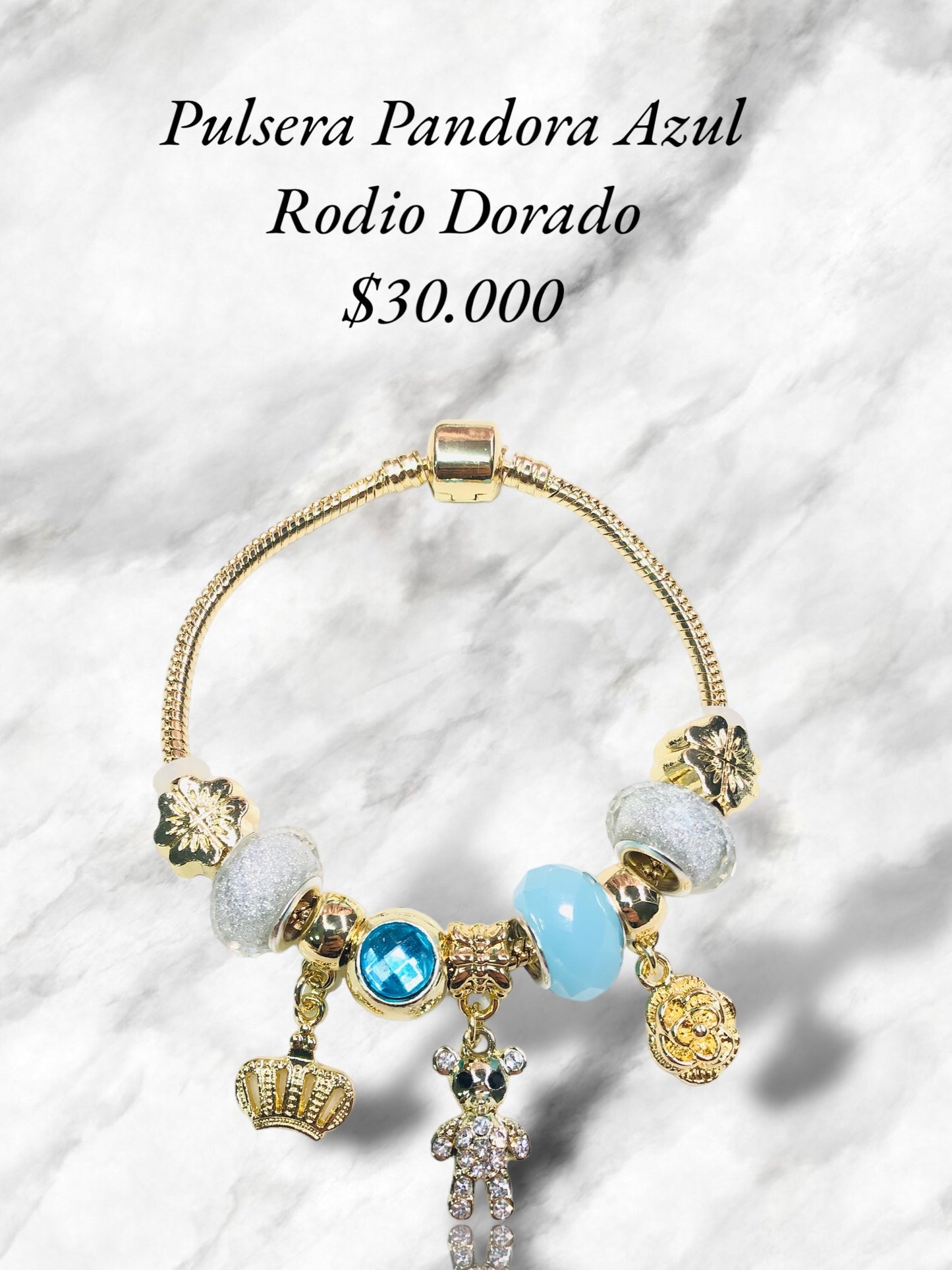 Pulsera Pandora Azul Rodio