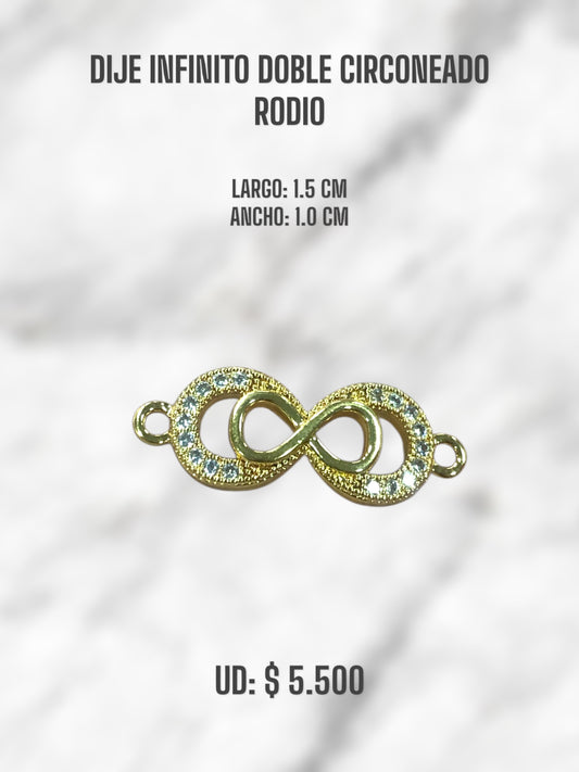 DIJE INFINITO DOBLE CIRCONEADO RODIO