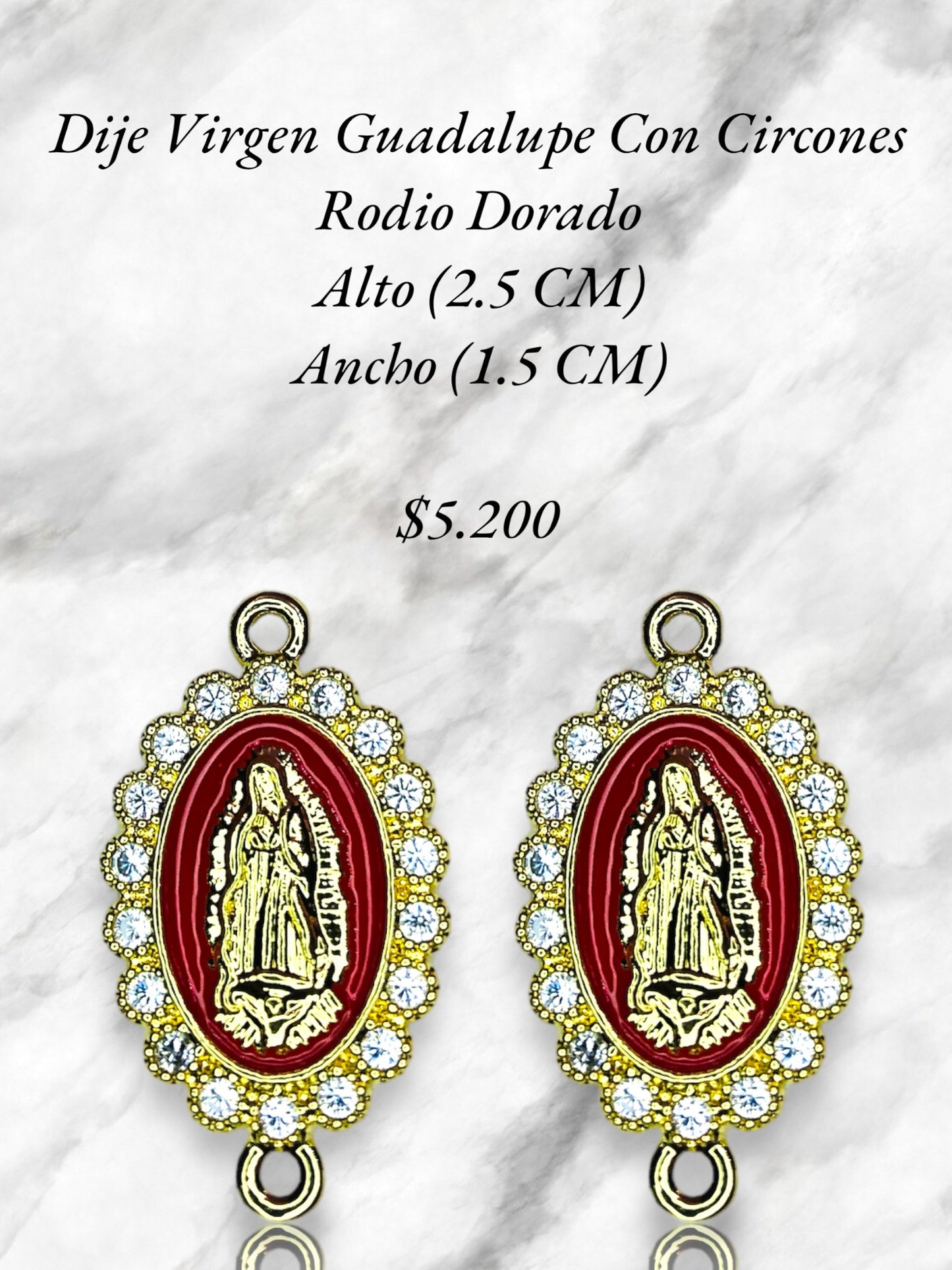 Dije Virgen Guadalupe Con Circones Rodio Dorado