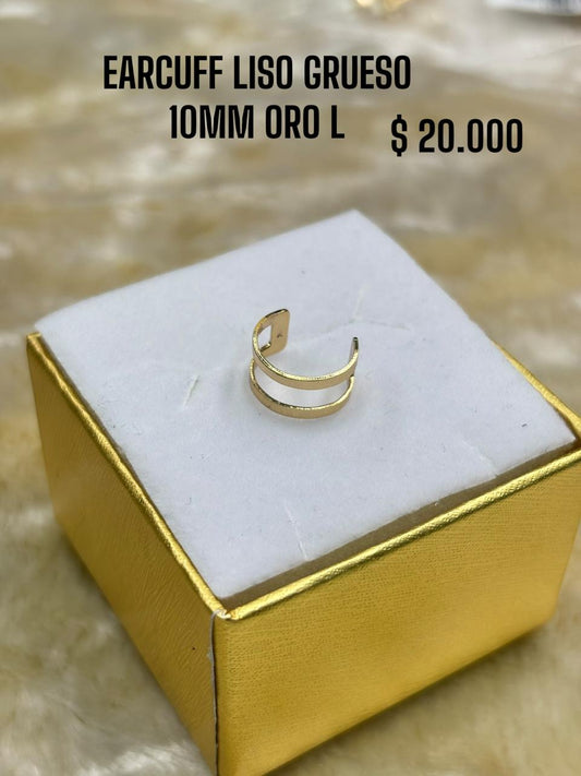 EARCUFF LISO GRUESO 10MM ORO LAMINADO