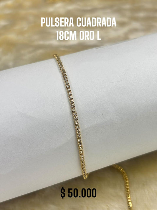 PULSERA CUADRADA 18CM ORO L
