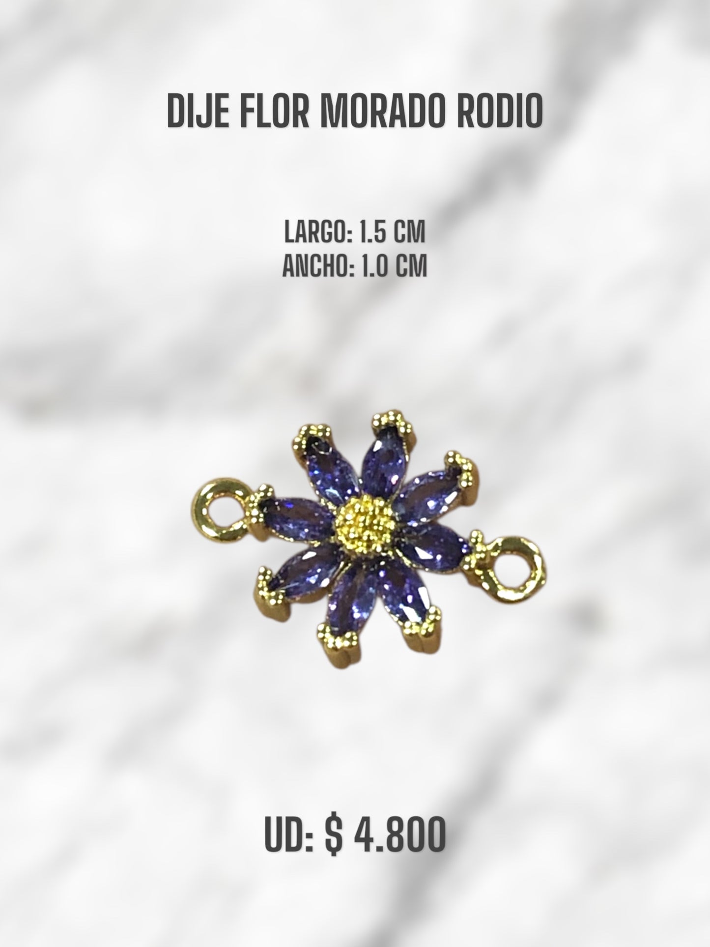 DIJE FLOR MORADA RODIO