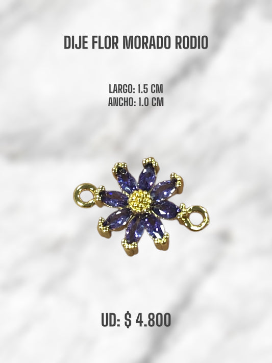 DIJE FLOR MORADA RODIO