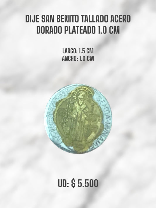 SAN BENITO TALLADO ACERO PLATEADO DORADO