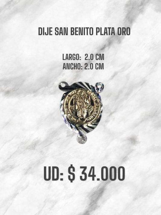 DIJE SAN BENITO PLATA ORO