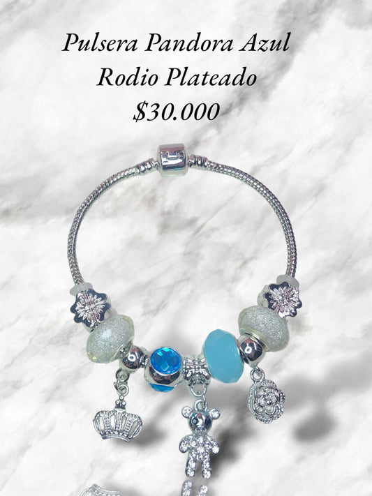 Pulsera Pandora Azul Rodio