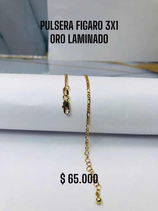 PULSERA FÍGARO 3X1 ORO LAMINADO