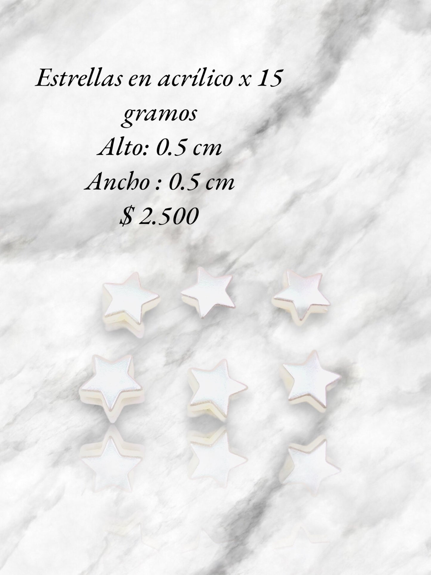 Estrellas en acrílico paquete x15 gramos ( 3 Tamaños )