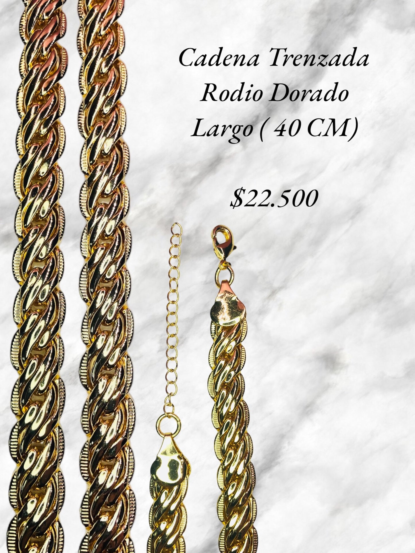 Cadena Trenzada Rodio Dorado