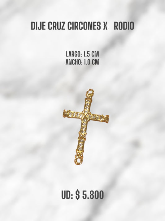DIJE CRUZ CIRCONES X RODIO