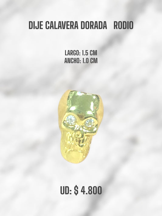 DIJE CALAVERA DORADA RODIO