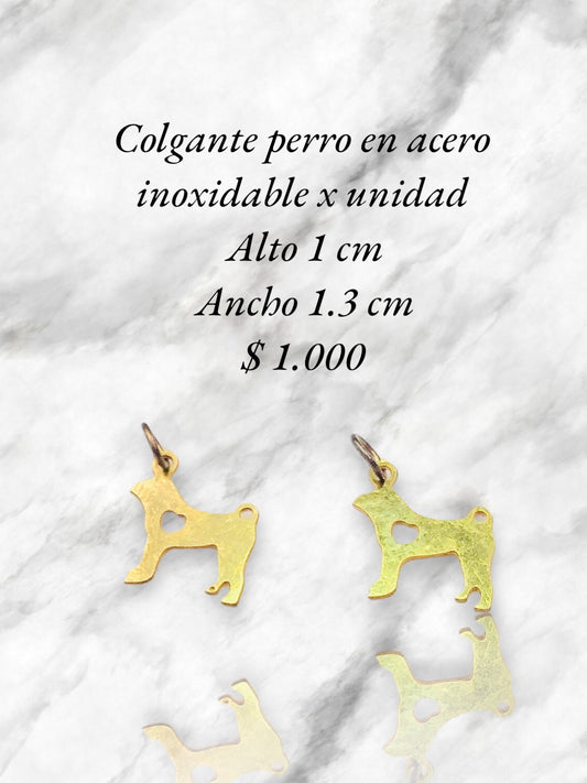 Colgante perro en acero inoxidable x unidad