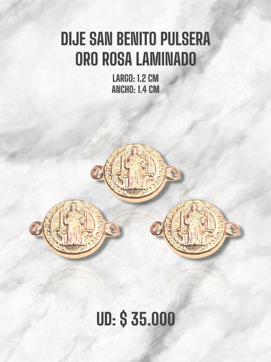 DIJE SAN BENITO PULSERA ORO LAMINADO