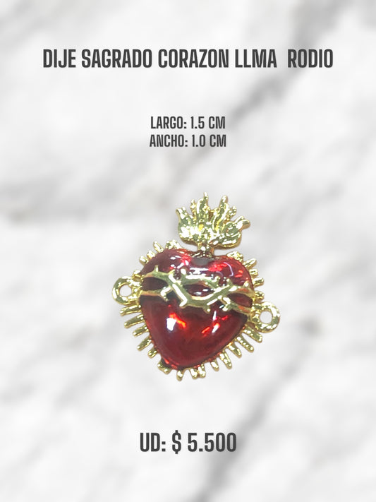 DIJE SAGRADO CORAZÓN LLAMA RODIO