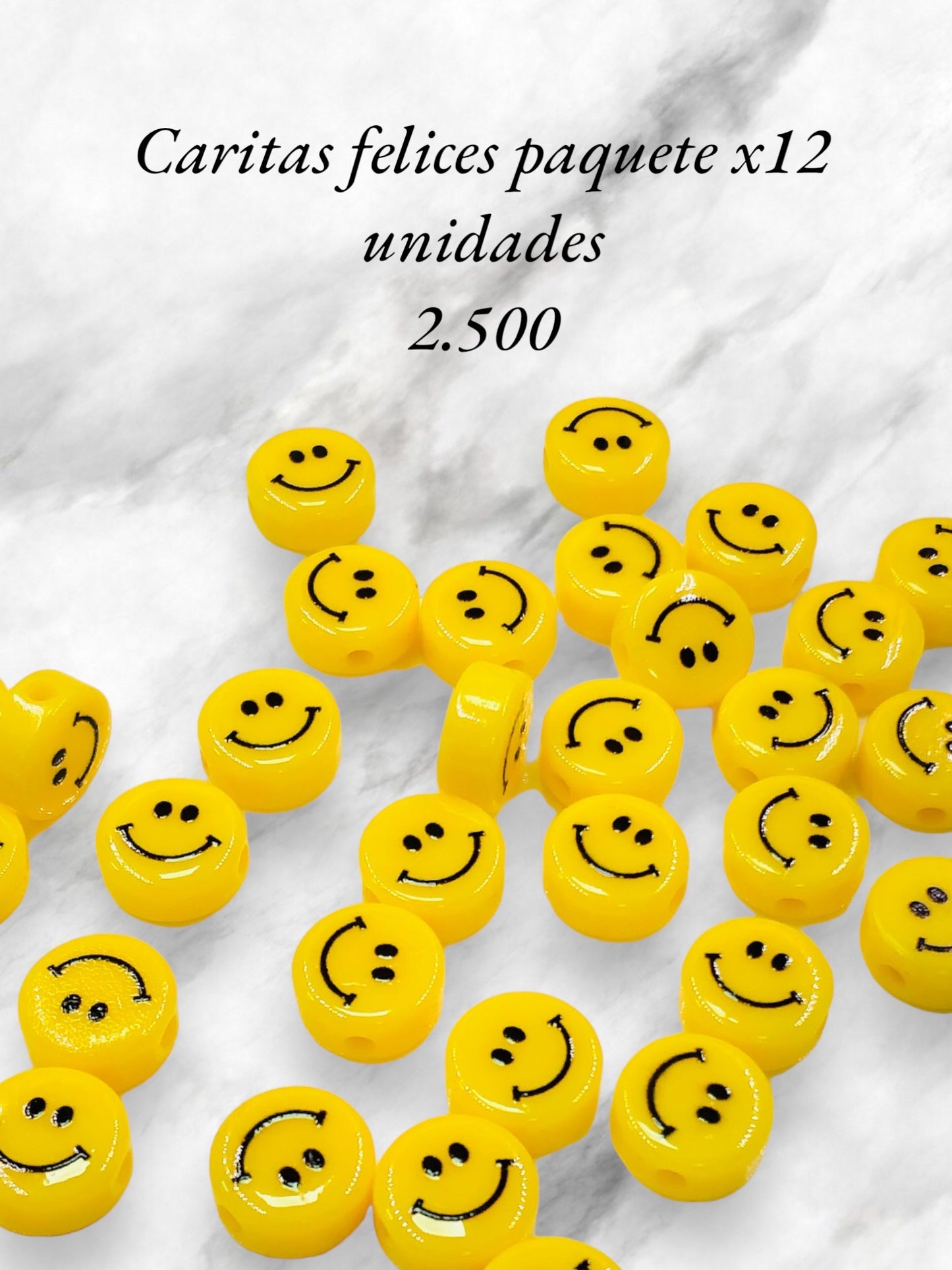 CARITA FELIZ AMARILLA EN ACRÍLICO (paquete 12 unidades)