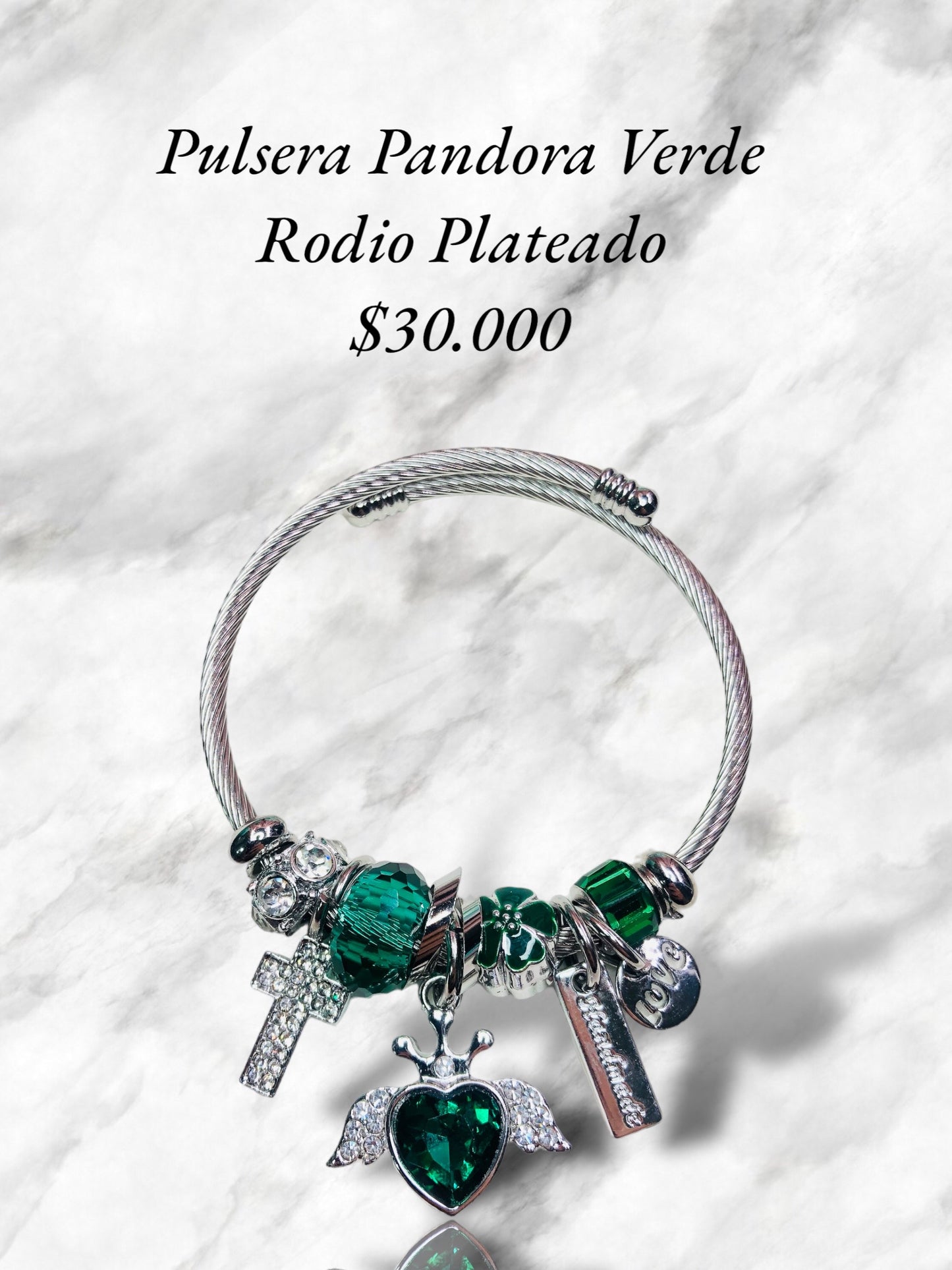 PULSERA ARO CORAZÓN EN RODIO