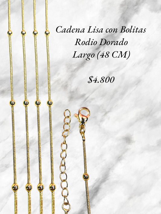 Cadena Lisa Con Bolitas Rodio Dorado