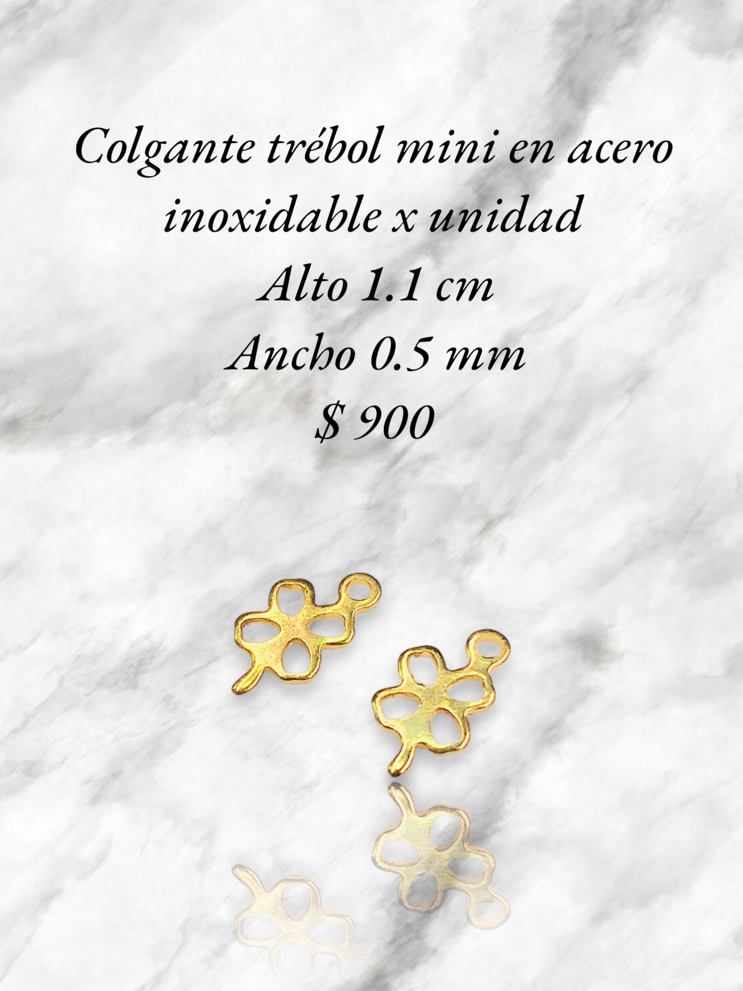 Colgante trébol mini en acero inoxidable x unidad