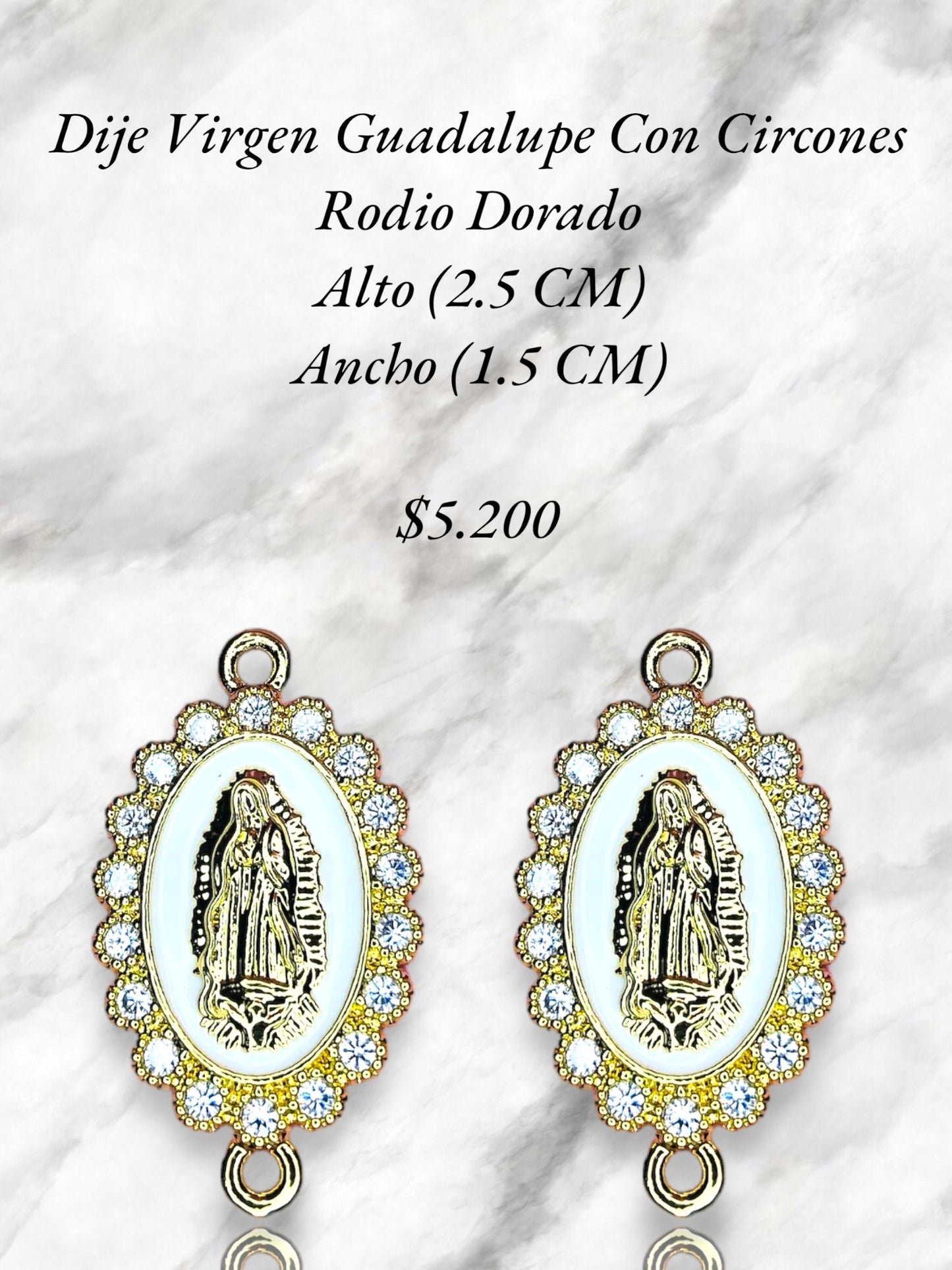 Dije Virgen Guadalupe Con Circones Rodio Dorado