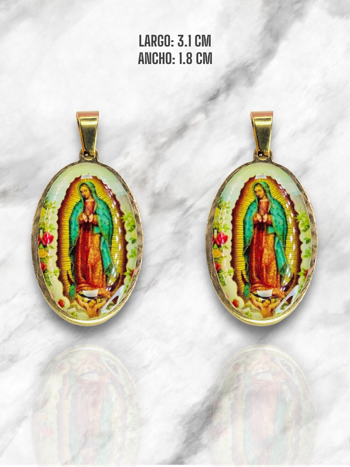 DIJE VIRGEN GUADALUPE ACERO RECINA DORADO (colgante)