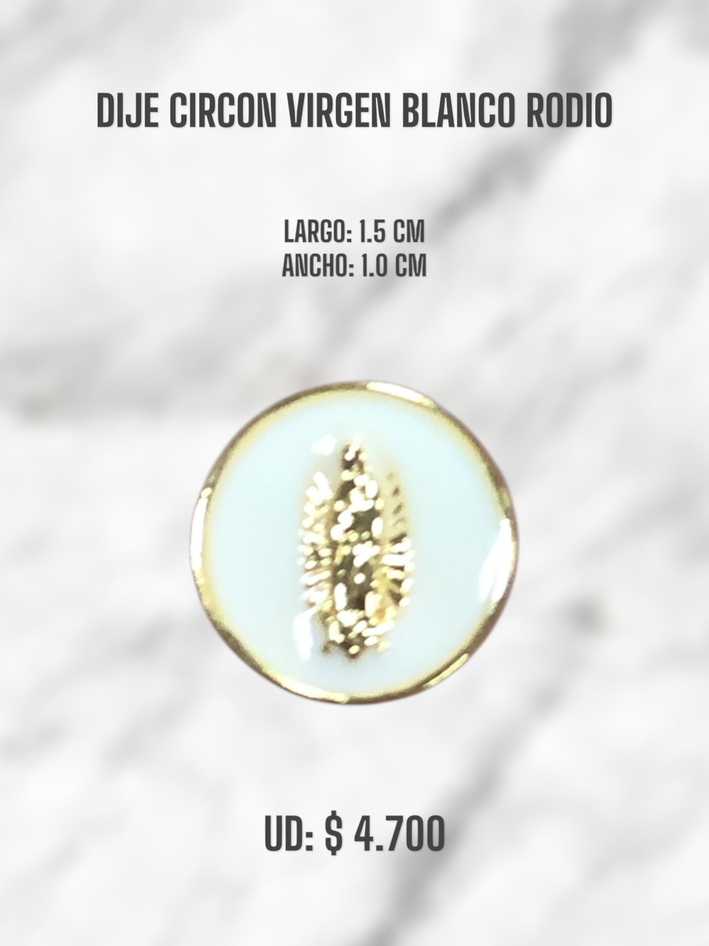 DIJE CIRCON VIRGEN BLANCO RODIO