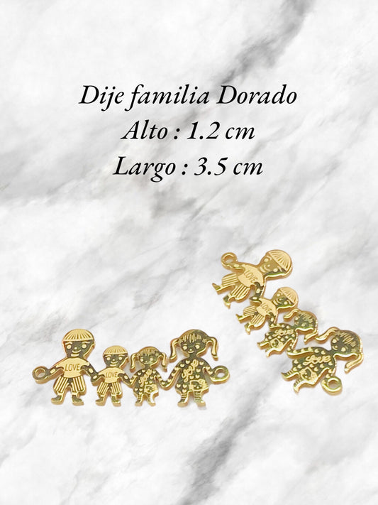 Dije familia en acero dorado inoxidable