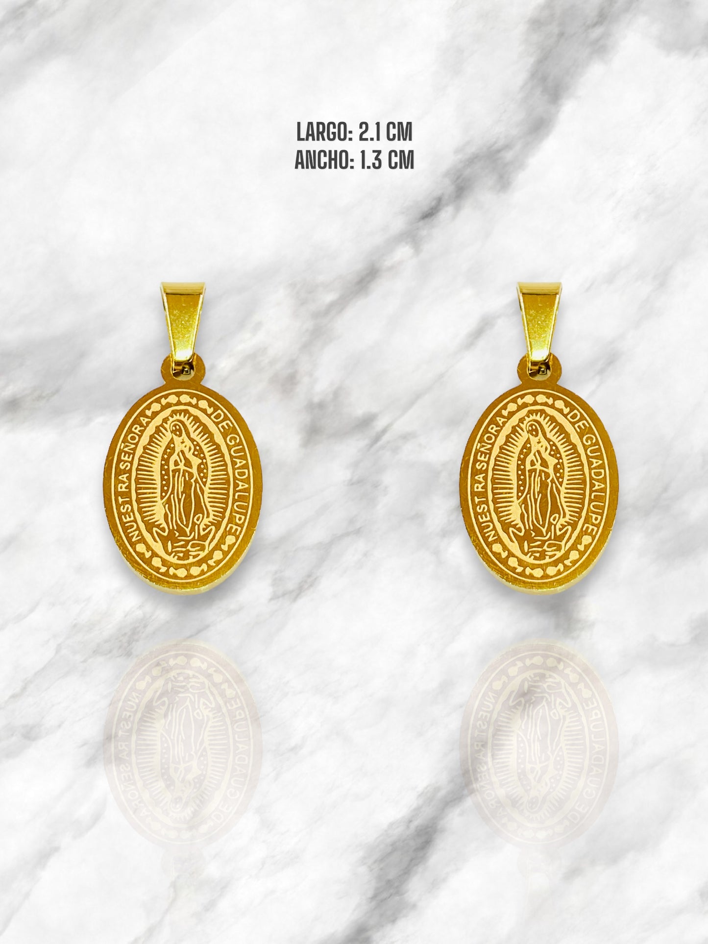 DIJE VIRGEN GUADALUPE TALLADA ACERO DORADO (colgante)