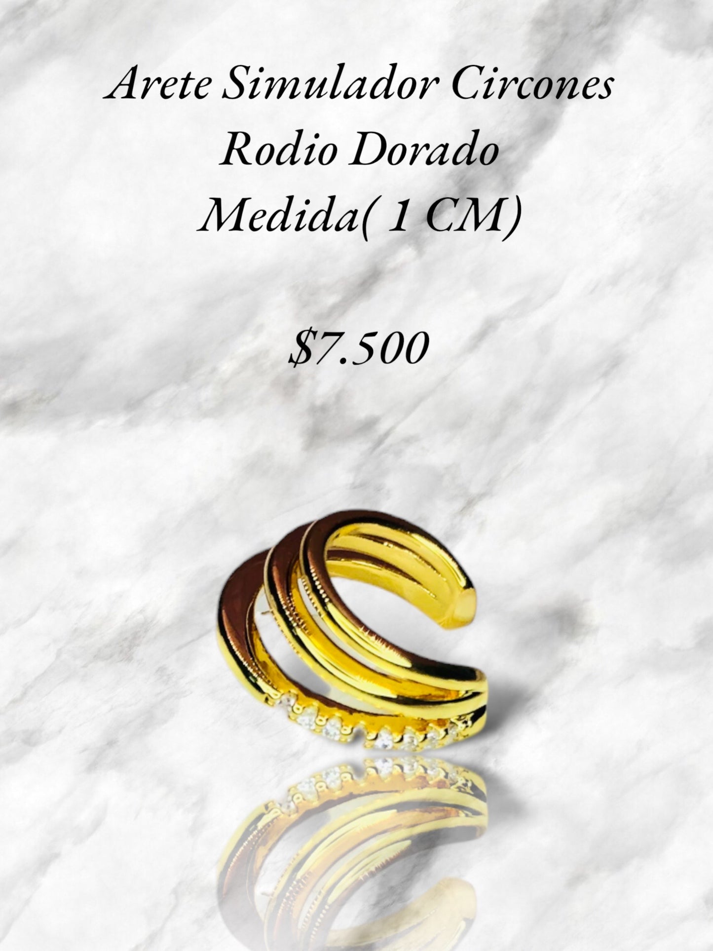 Arete Simulador Con Circones En Rodio Dorado