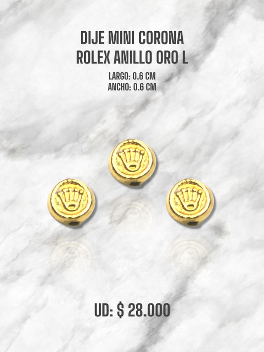 DIJE MINI CORONA ROLEX ANILLO ORO LAMINADO