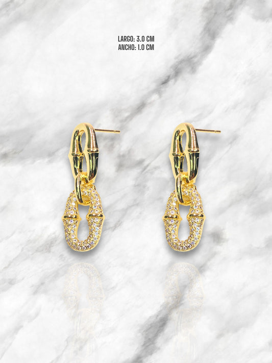 ARETES BROCHES CON CIRCONES EN RODIO DORADO (par)